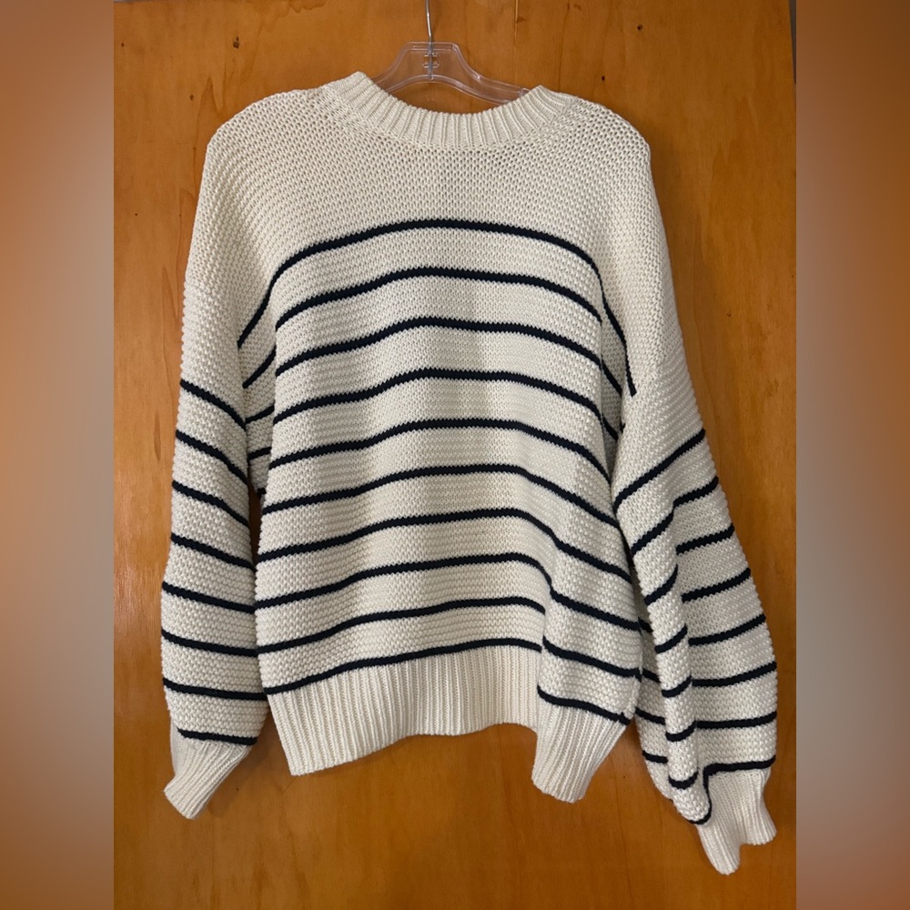 Alex Mill Cream and Black Striped Knit Sweater